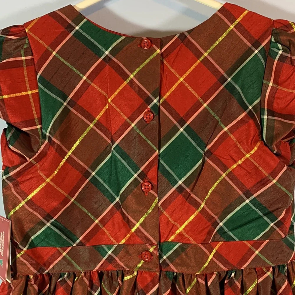 Gymboree size 10 holiday traditions cap sleeve dress green red gold Christmas - Picture 4 of 8